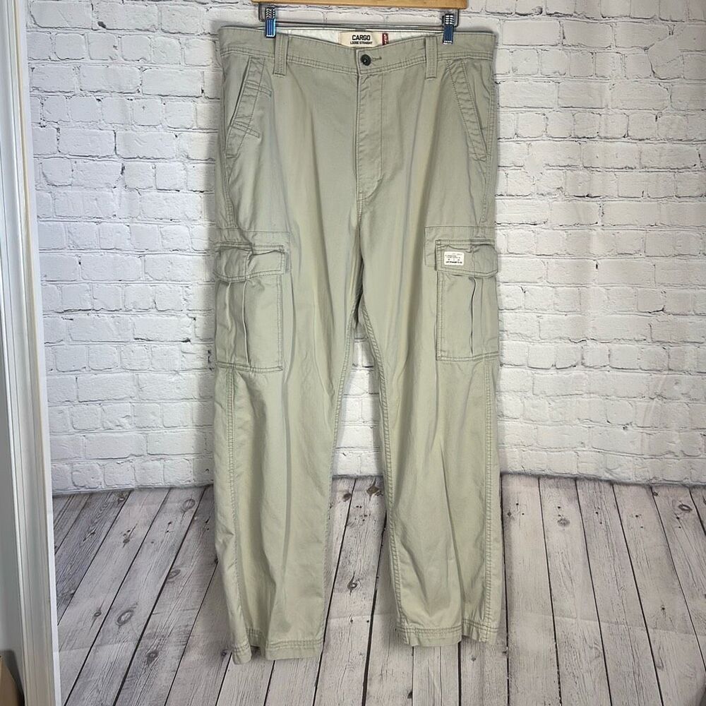 Levis Cargo Loose Straight‎ Baggy Pants Mens Khaki Tan size W36 L32 Skater